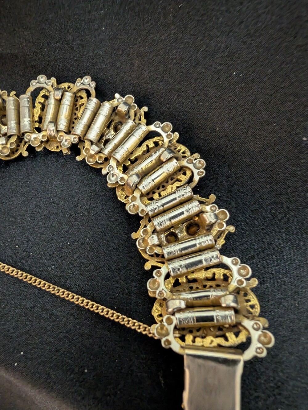 #64. Estate 60s Romantic Renaissance Revival Multi Panel Bracelet - Picture 4 of 8